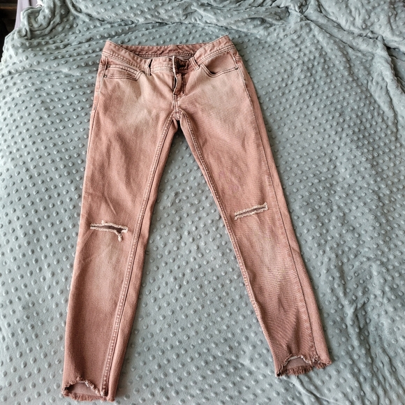 Free People Denim - Free People Distressed Ankle Cut Skinny Jeans